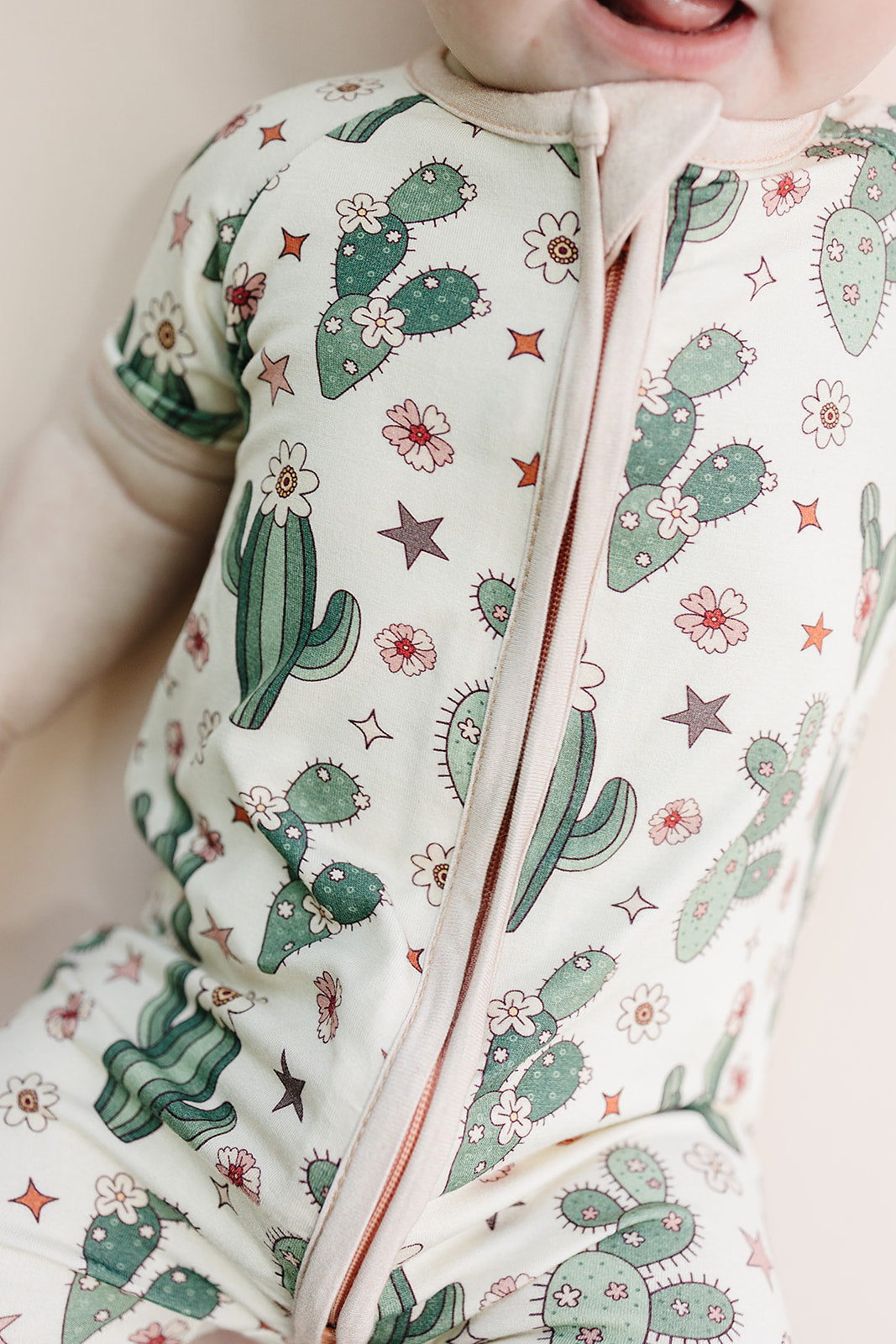 Bamboo Shorty Romper | Cactus Flowers