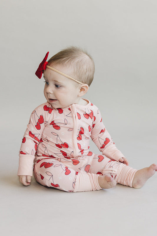 Bamboo Zip Romper | Cherry Heart