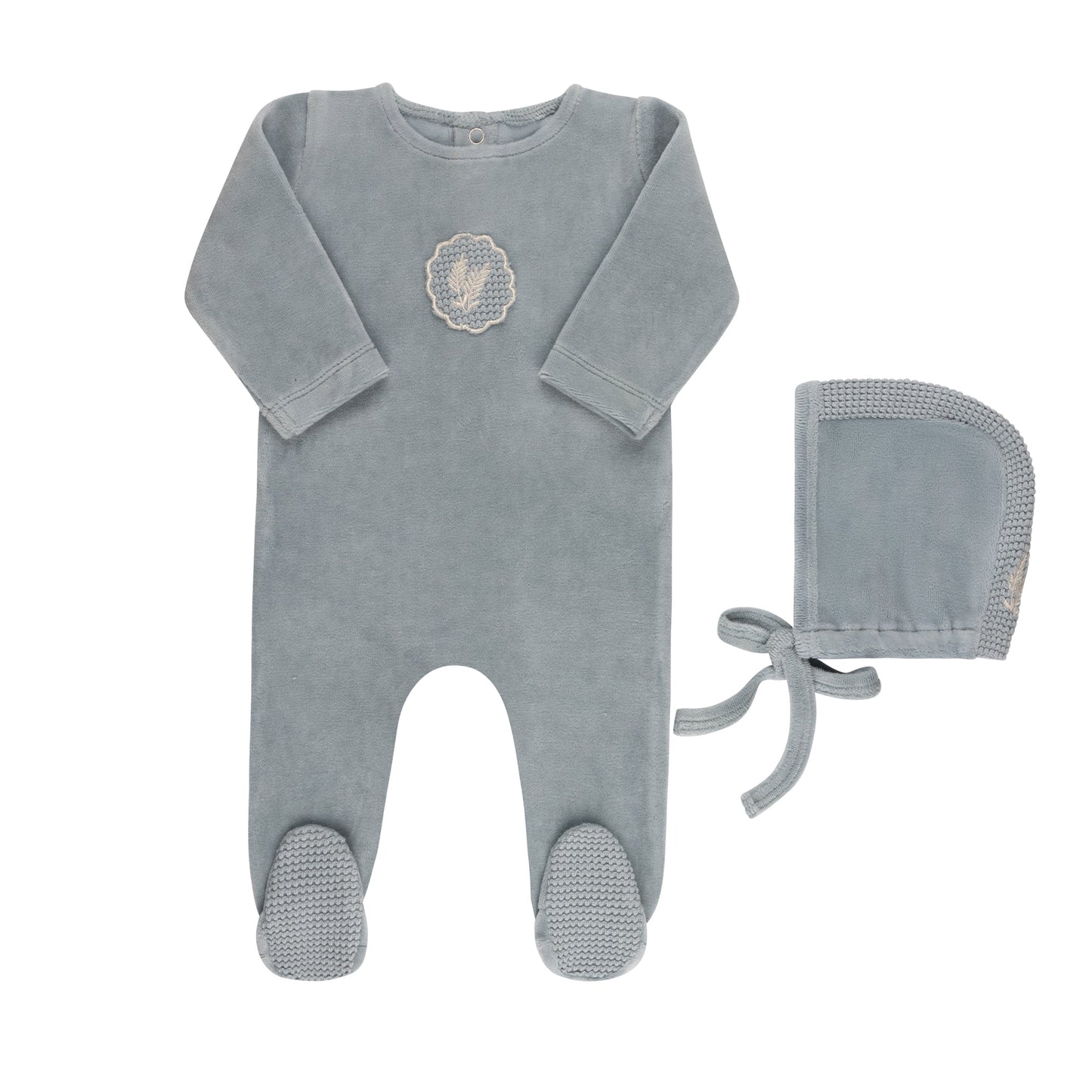 Crochet Applique Footie and Bonnet (Velour Edition)