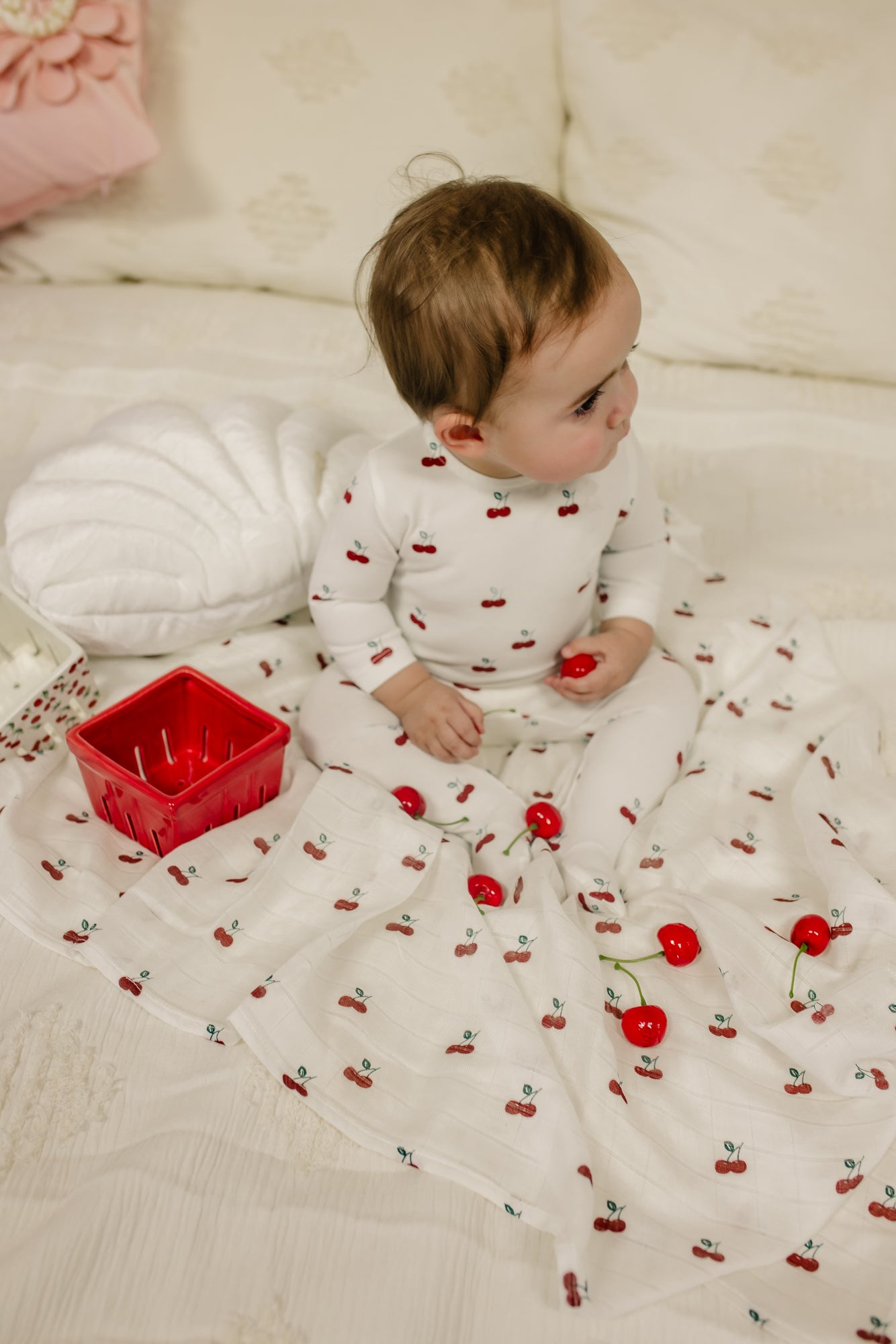 Printed Cherries/ Boat Layette Set