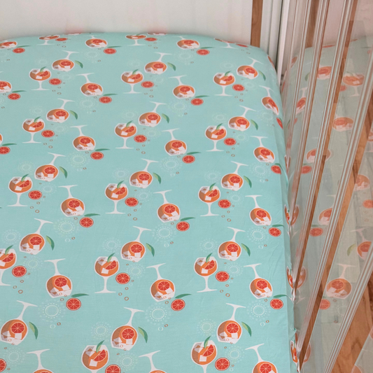 Amalfi Coast Aperol Spritz Seafoam Crib Sheet