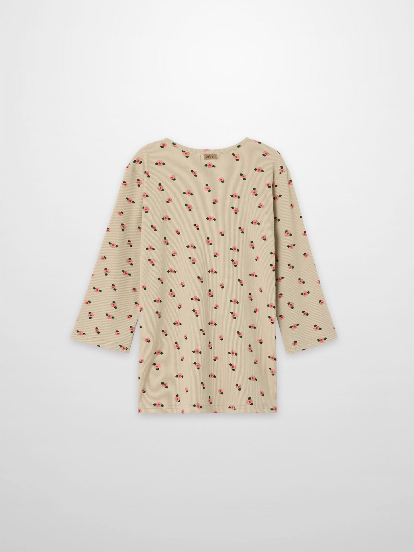 Tan Floral T-shirt - 3/4 Sleeve