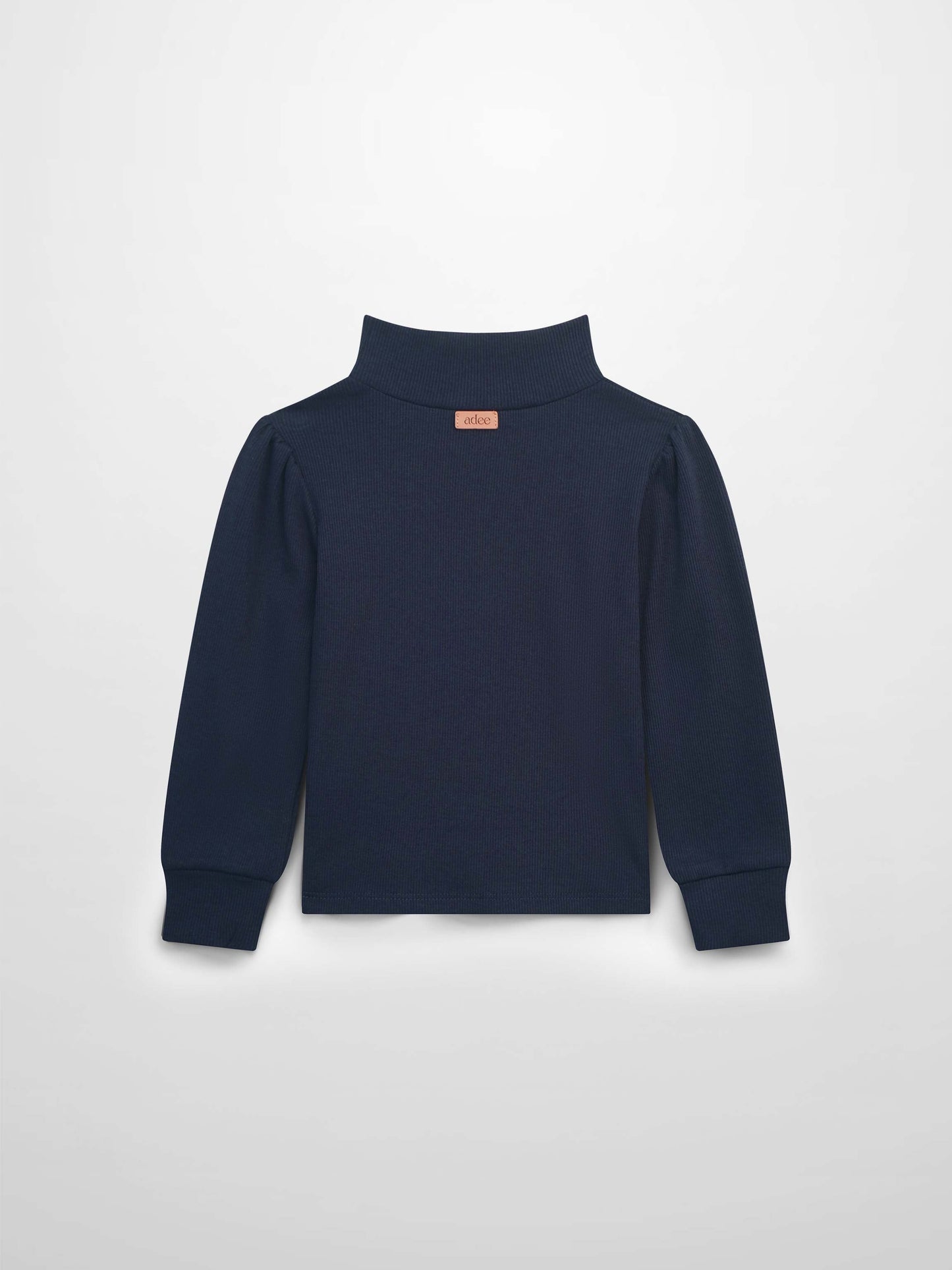 Ribbed Puff Sleeve Shirt - Navy