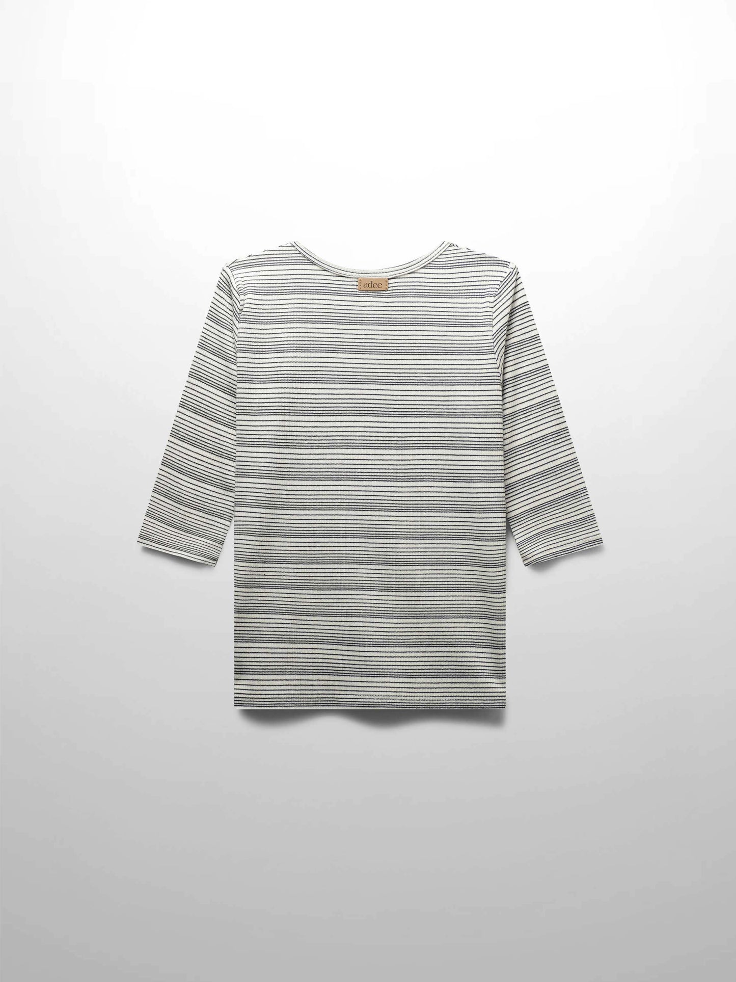 Black Striped  Fitted 3/4 Sleeve T-Shirt