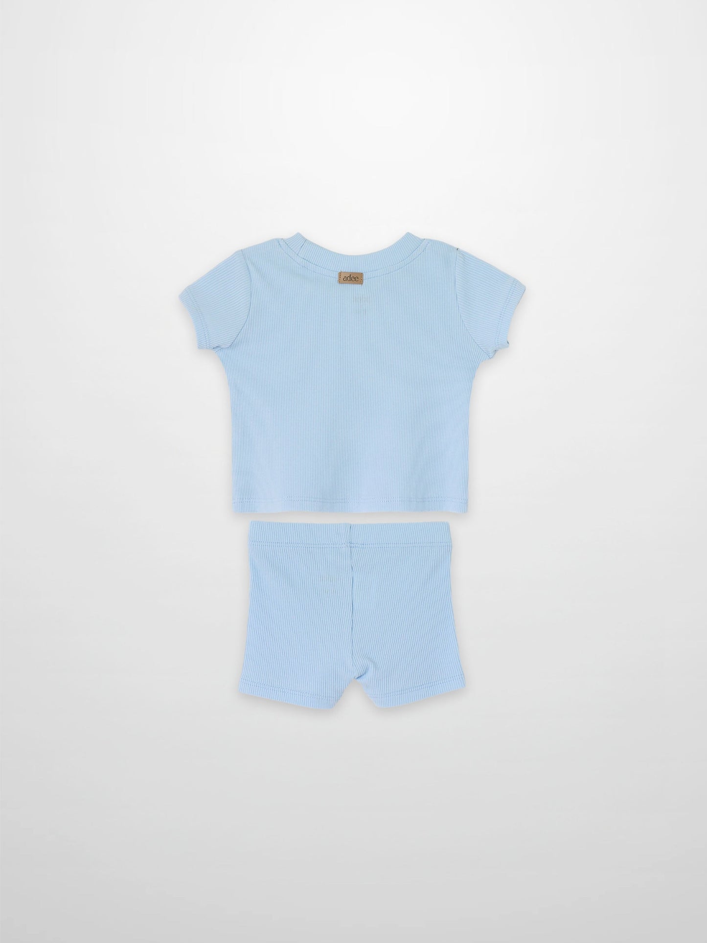 Short Sleeve Boxy T-shirt  & Shorts Set - Light Blue