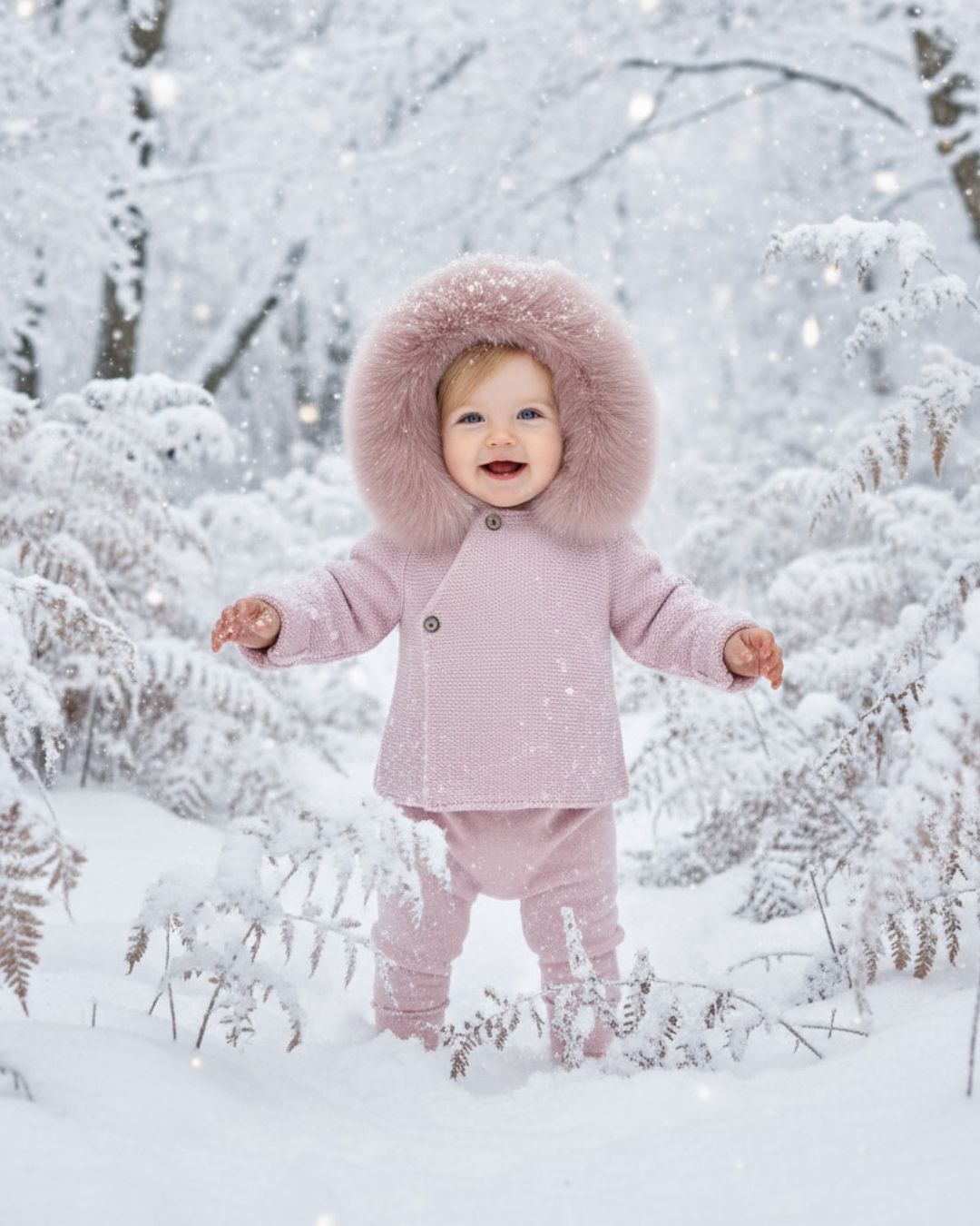 Knit Jacket with Removable Faux Fur 100%Cotton