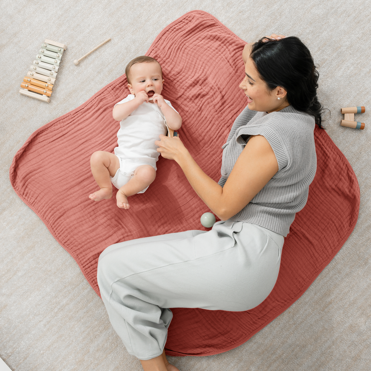 Baby Muslin Blanket in Dusty Rose