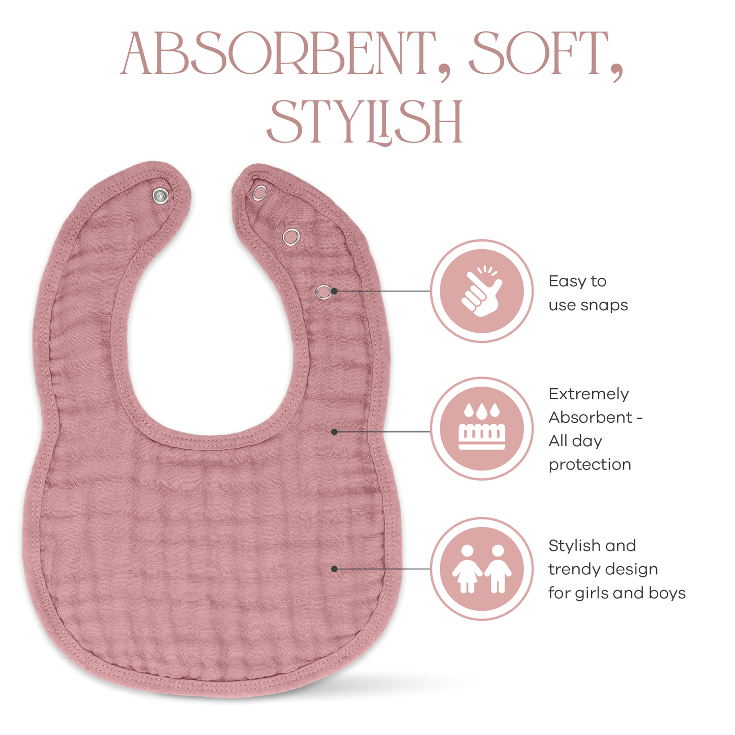 Muslin Bibs in Mauve
