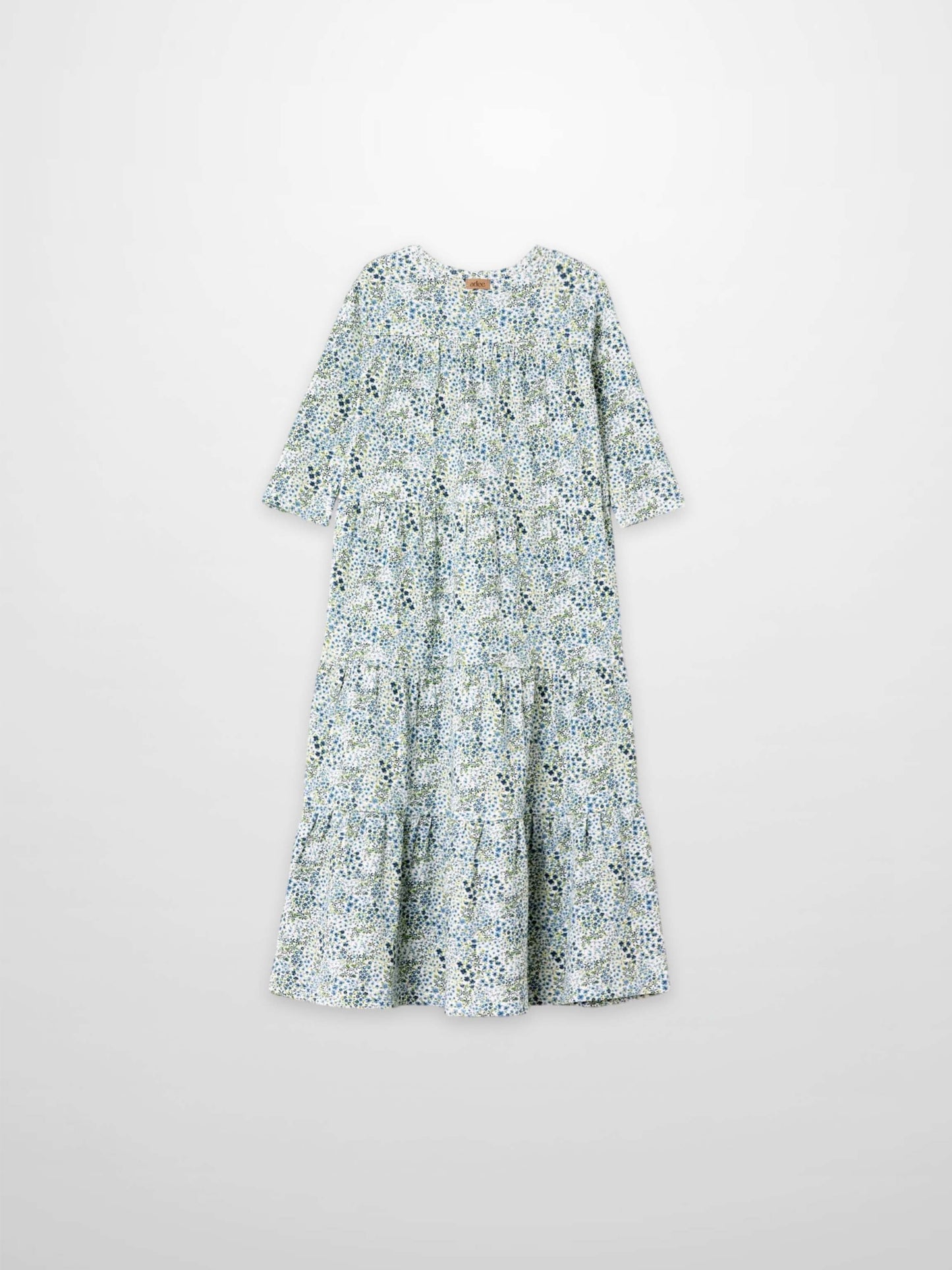 Blue Floral Robe - 3/4 Sleeves
