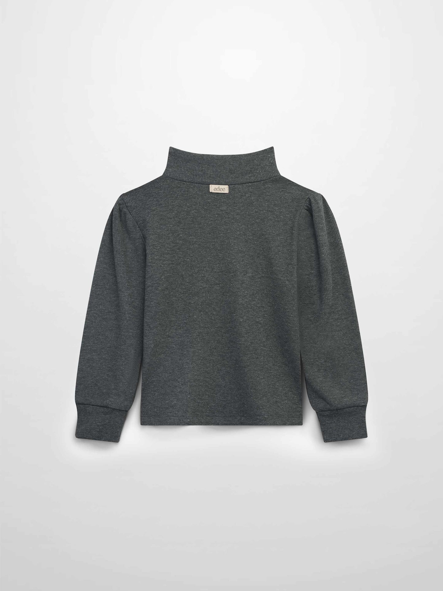 Ribbed Puff Sleeve Shirt - Grey