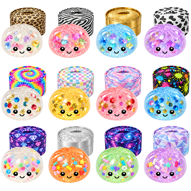 Fun Doh Mystery Gem Squeeze Dumpling Squishy Toy with Collectible Steamer