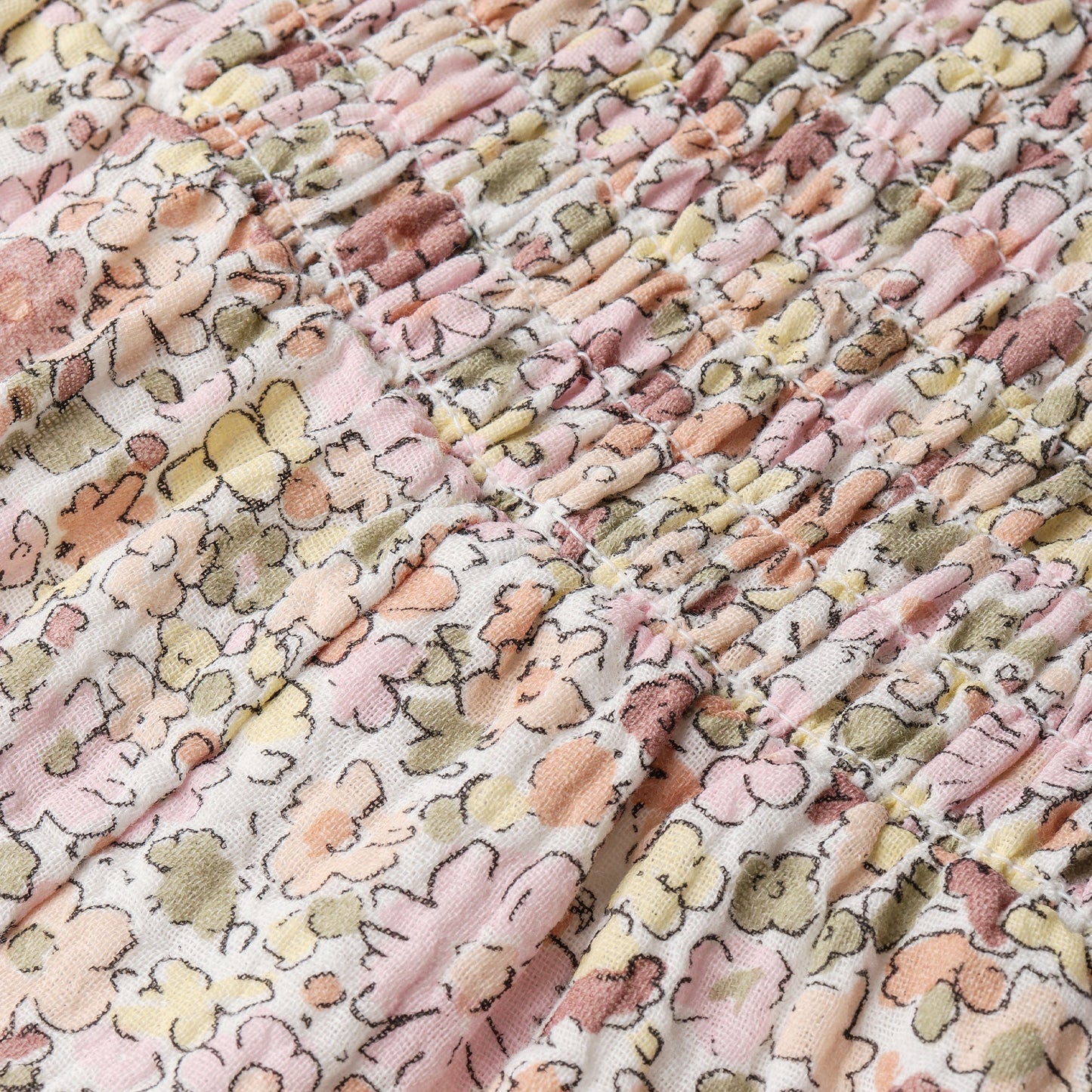 Organic Smocked Jumpsuit - Pastel Bloom