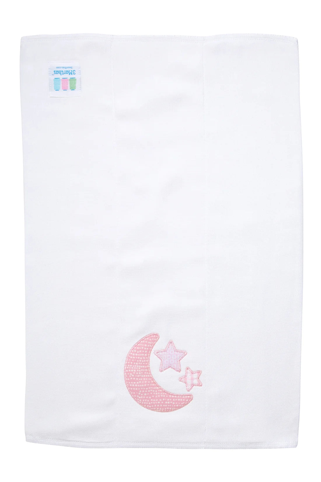 3 Marthas Pink Lullaby Moon & Stars Applique Burp Cloth | Baby Girl Cotton Burp Cloth | Bossier City, LA