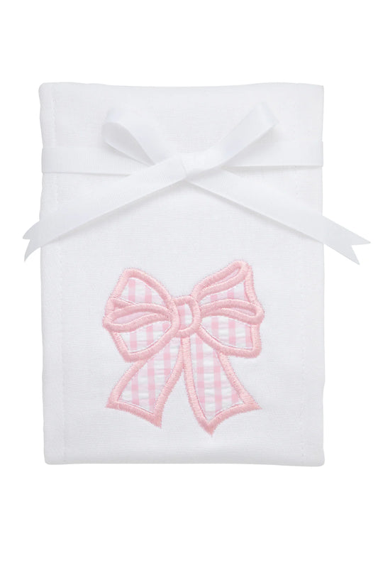 Pink Bow Baby Burp Cloth – Absorbent Cotton Applique Burp Cloth for Girls