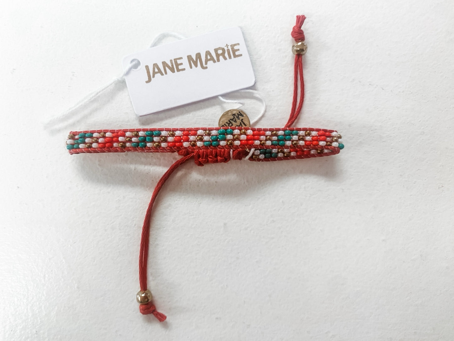 Holiday Confetti Beaded Bracelet – Red, Green & Gold Adjustable Cord Bracelet