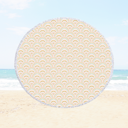 Boho Rainbows Round Beach Towel Blanket