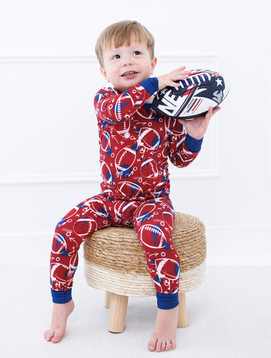 Graffiti Football 2-Piece Pajamas: RED AND NAVY