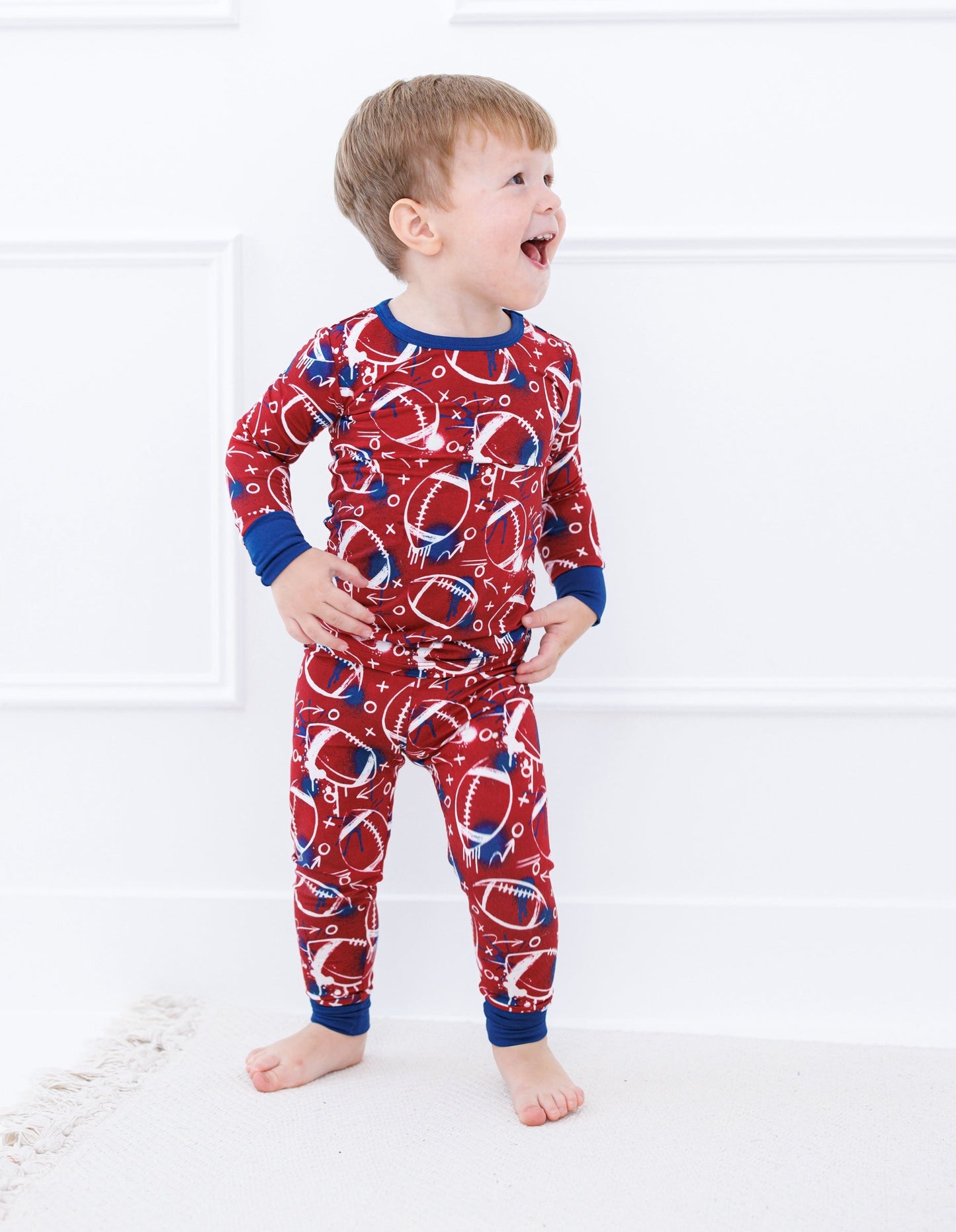 Graffiti Football 2-Piece Pajamas: RED AND NAVY