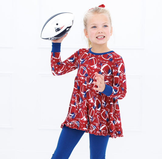 Graffiti Football Peplum Set : RED AND NAVY