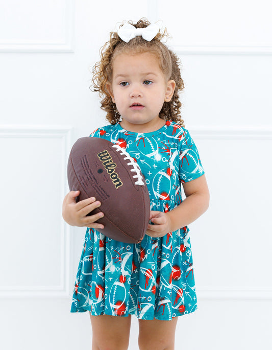 Graffiti Football Peplum Set : AQUA AND ORANGE