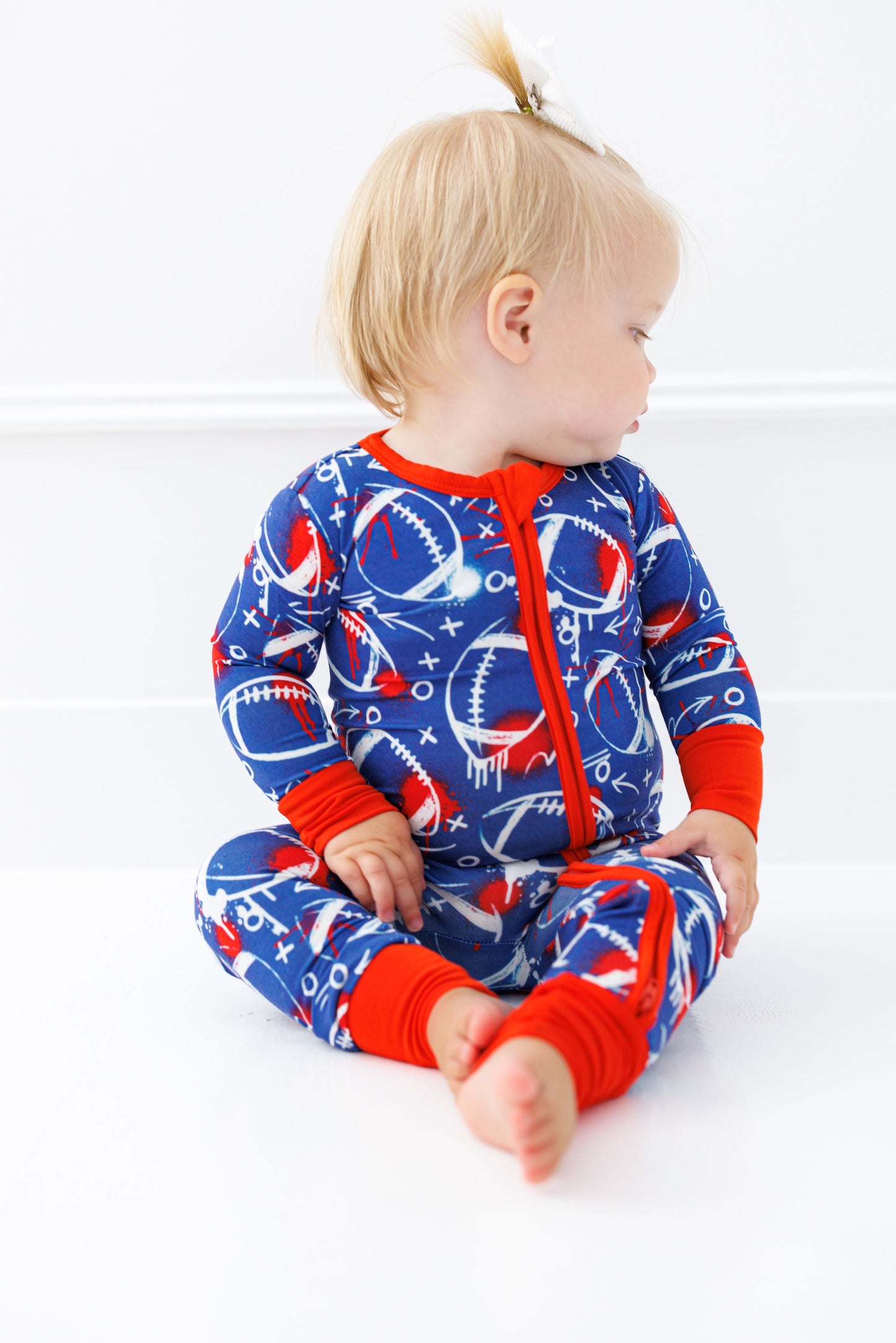 Graffiti Football Convertible Romper : BLUE AND RED