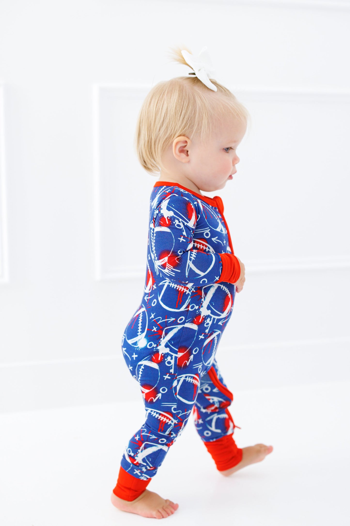 Graffiti Football Convertible Romper : BLUE AND RED