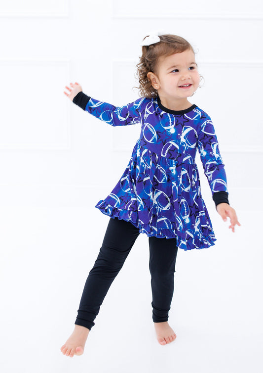 Graffiti Football Peplum Set : BLUE AND WHITE WITH STARS