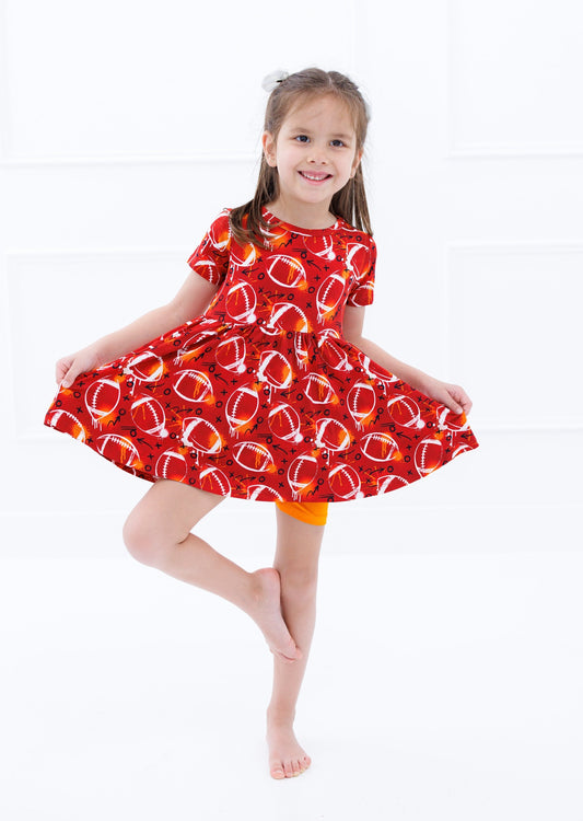 Graffiti Football Peplum Set : RED AND ORANGE