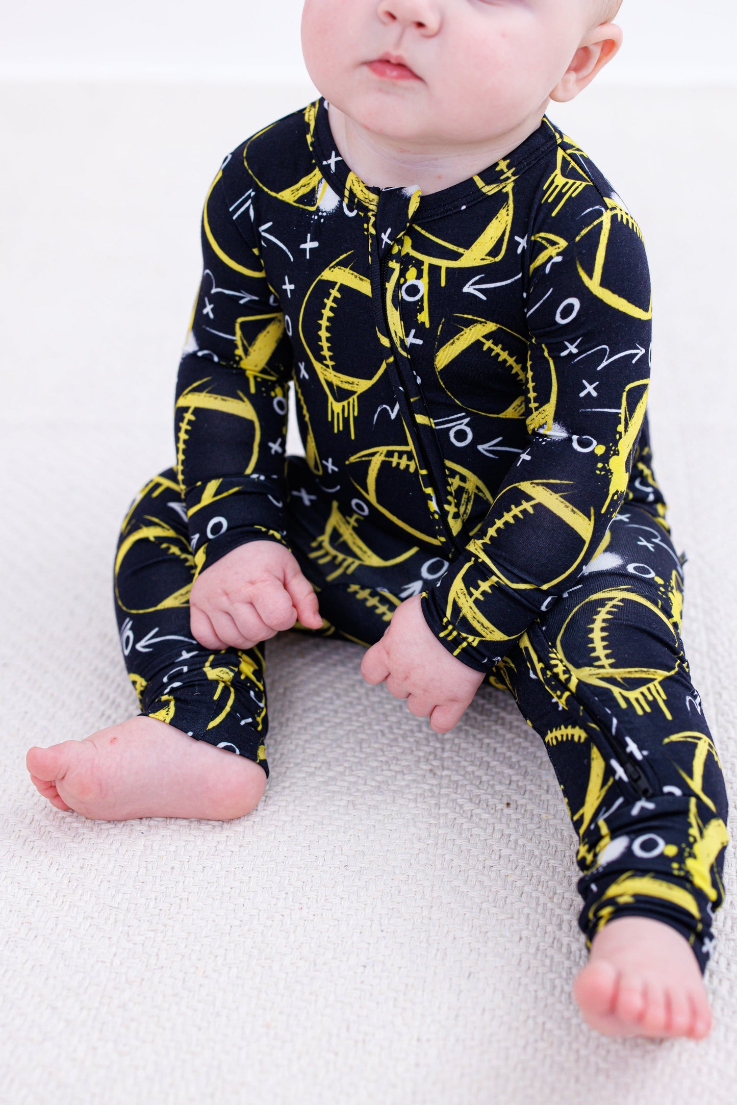 Graffiti Football Convertible Romper : BLACK AND YELLOW/GOLD