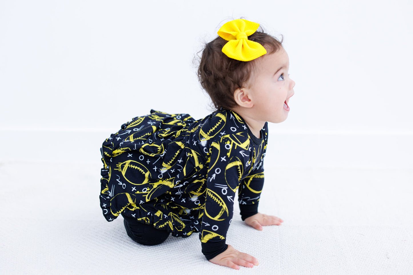 Graffiti Football Peplum Set : BLACK AND YELLOW/GOLD