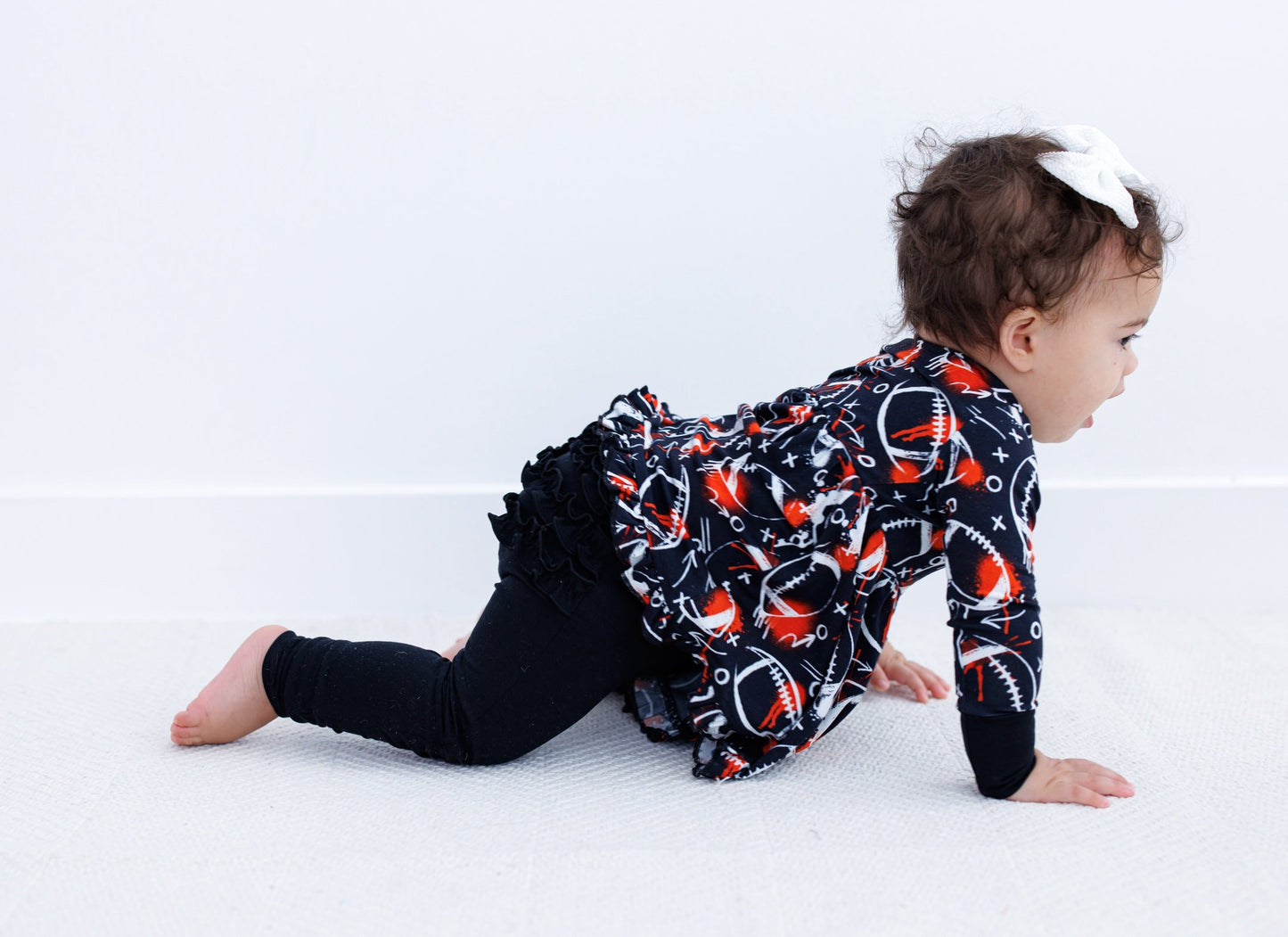 Graffiti Football Peplum Set : BLACK AND ORANGE