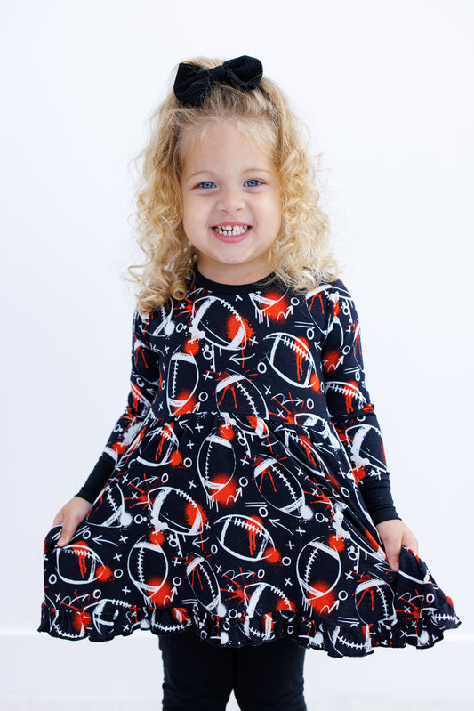 Graffiti Football Peplum Set : BLACK AND ORANGE