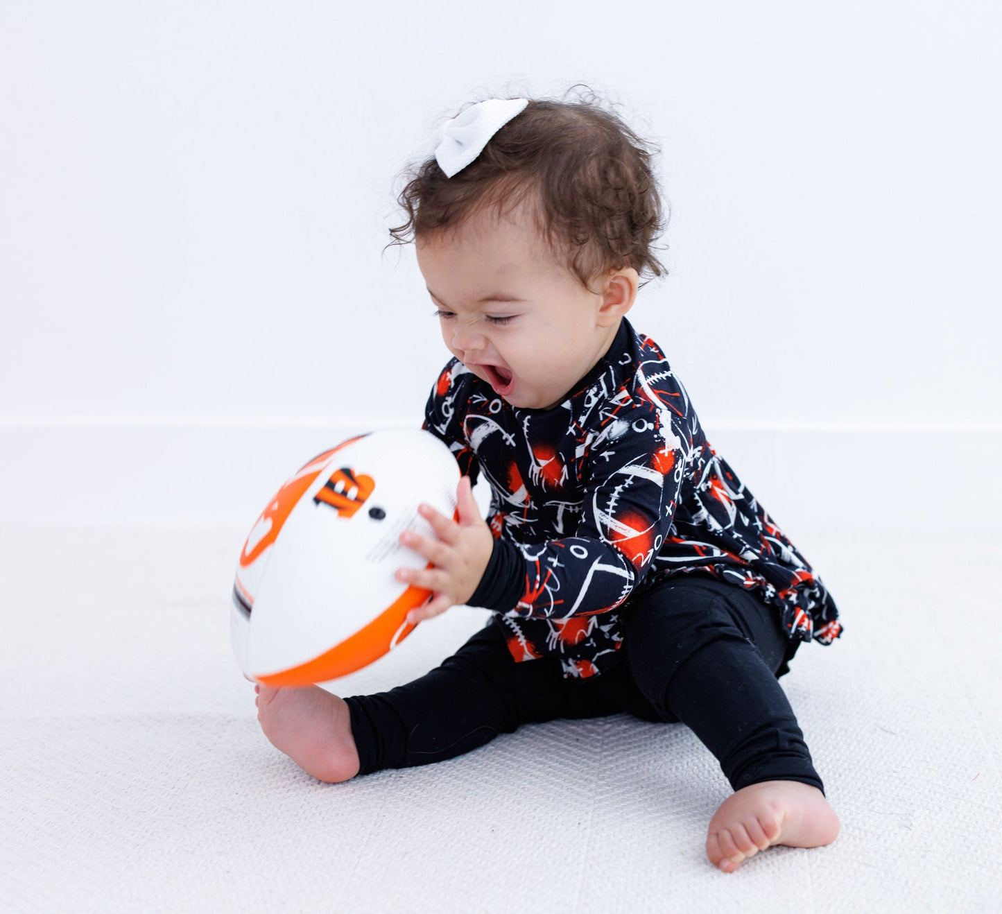 Graffiti Football Peplum Set : BLACK AND ORANGE