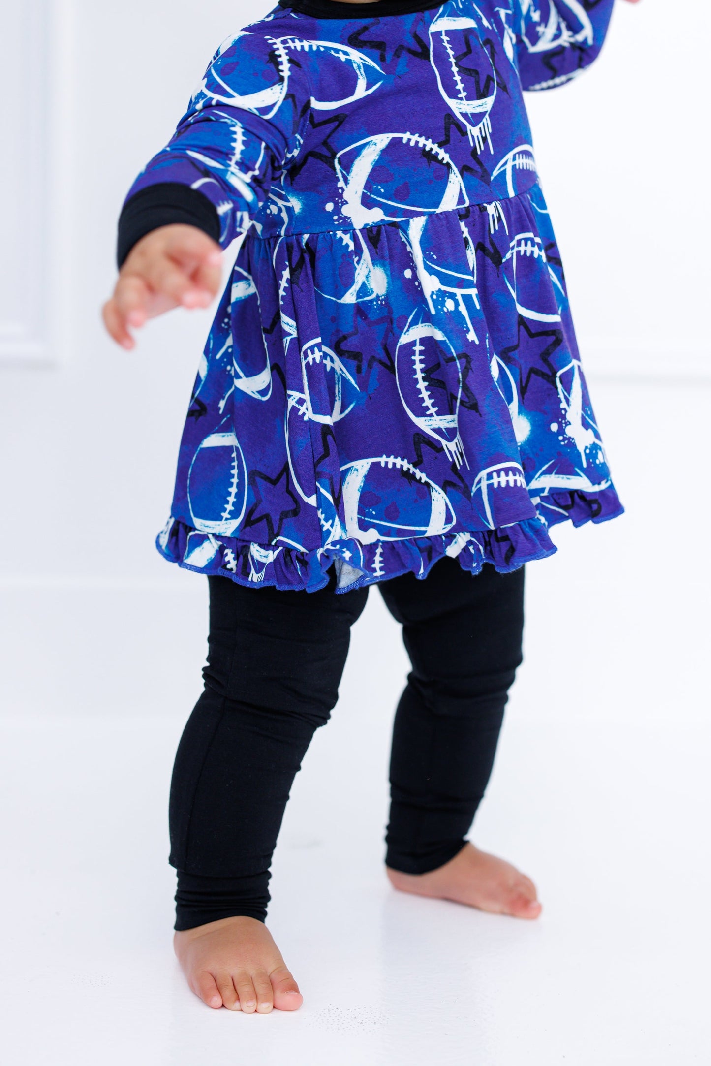 Graffiti Football Peplum Set : BLUE AND WHITE WITH STARS