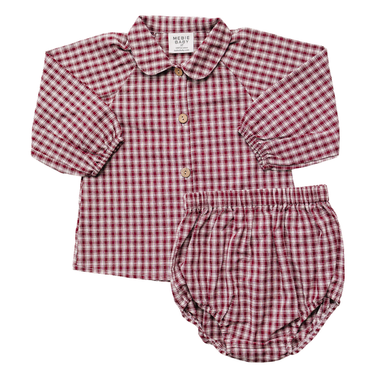 Red Gingham Collar Bloomer Set