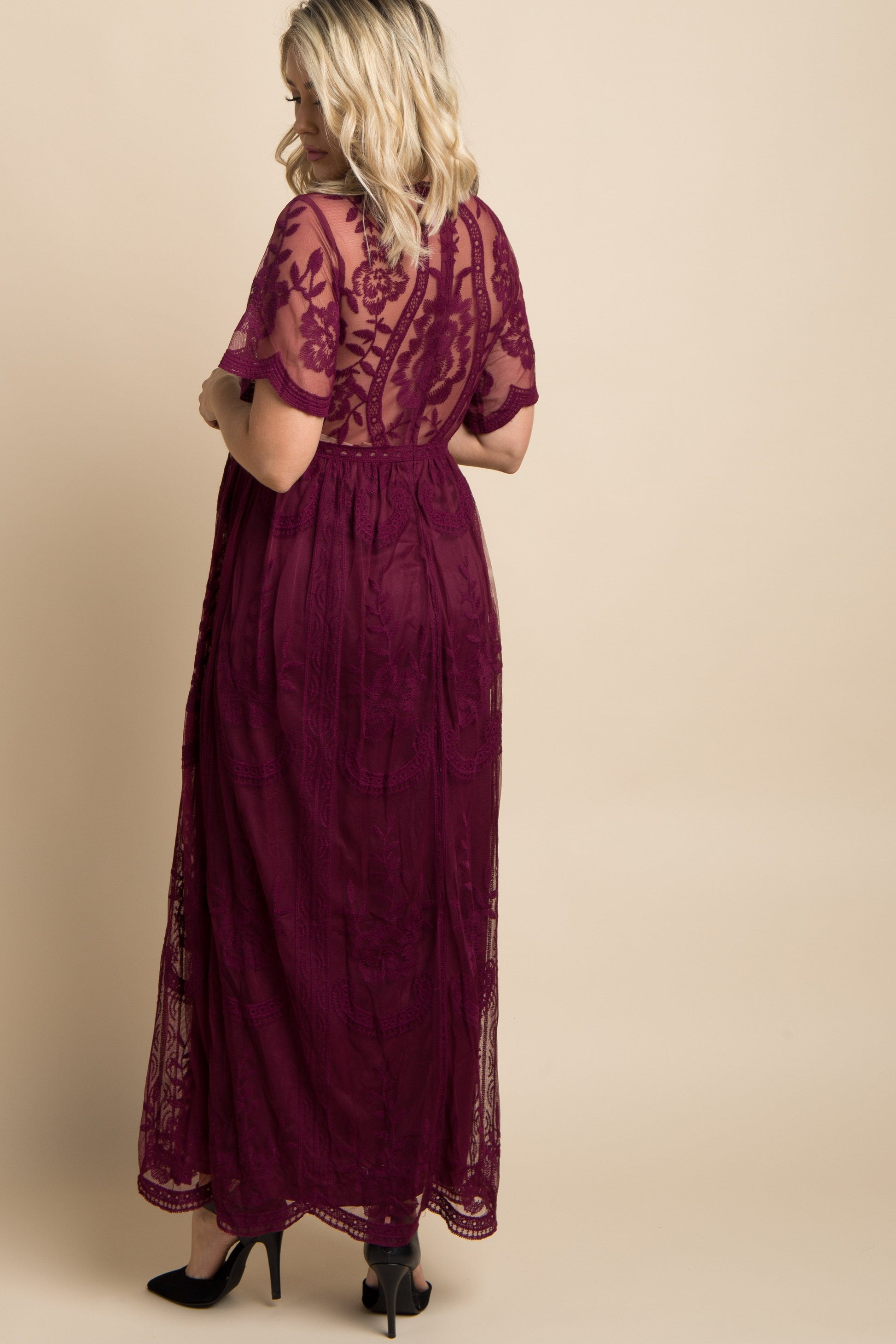Burgundy Lace Mesh Overlay Maternity Maxi Dress The Prissy Pelican Burgundy Lace Mesh Overlay Maternity Maxi Dress The Prissy Pelican