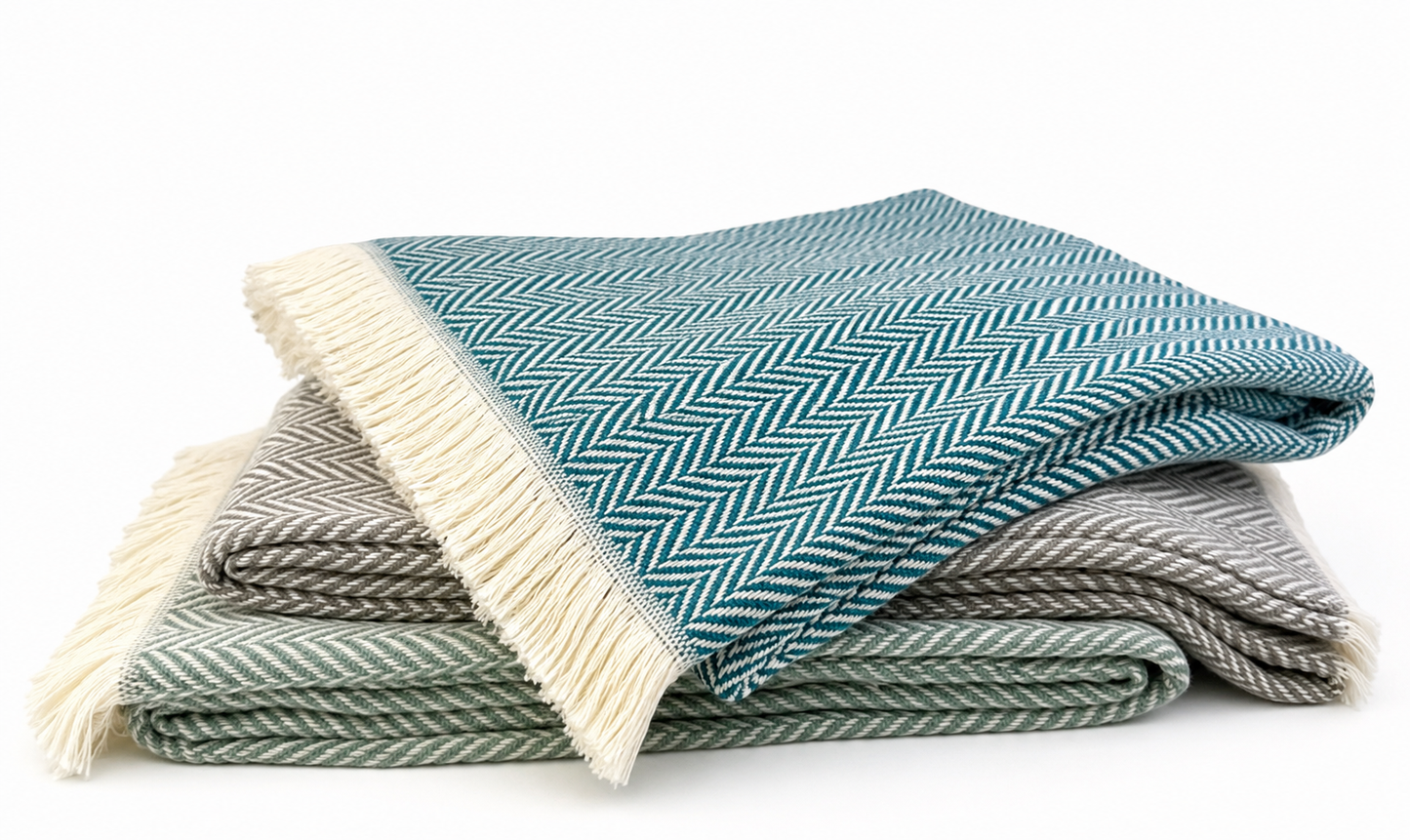 Unbrushed Herringbone Throw - 55" x 70"