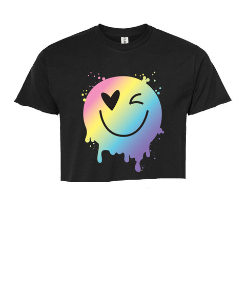 Drip Smiley on Black Vintage Cut Boxy T' 90S THROW BACK – The