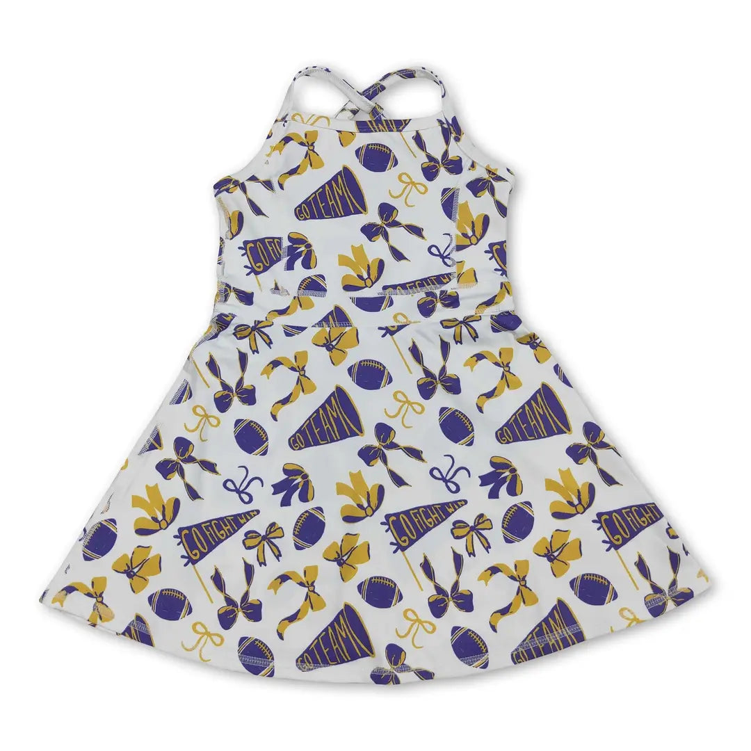 Girls Purple & Gold Gameday Athletic Twirl Dress – LSU Inspired