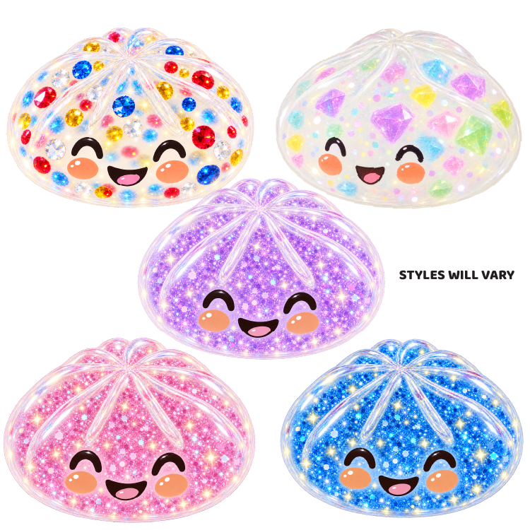 Fun Doh Mystery Gem Squeeze Dumpling Squishy Toy with Collectible Steamer