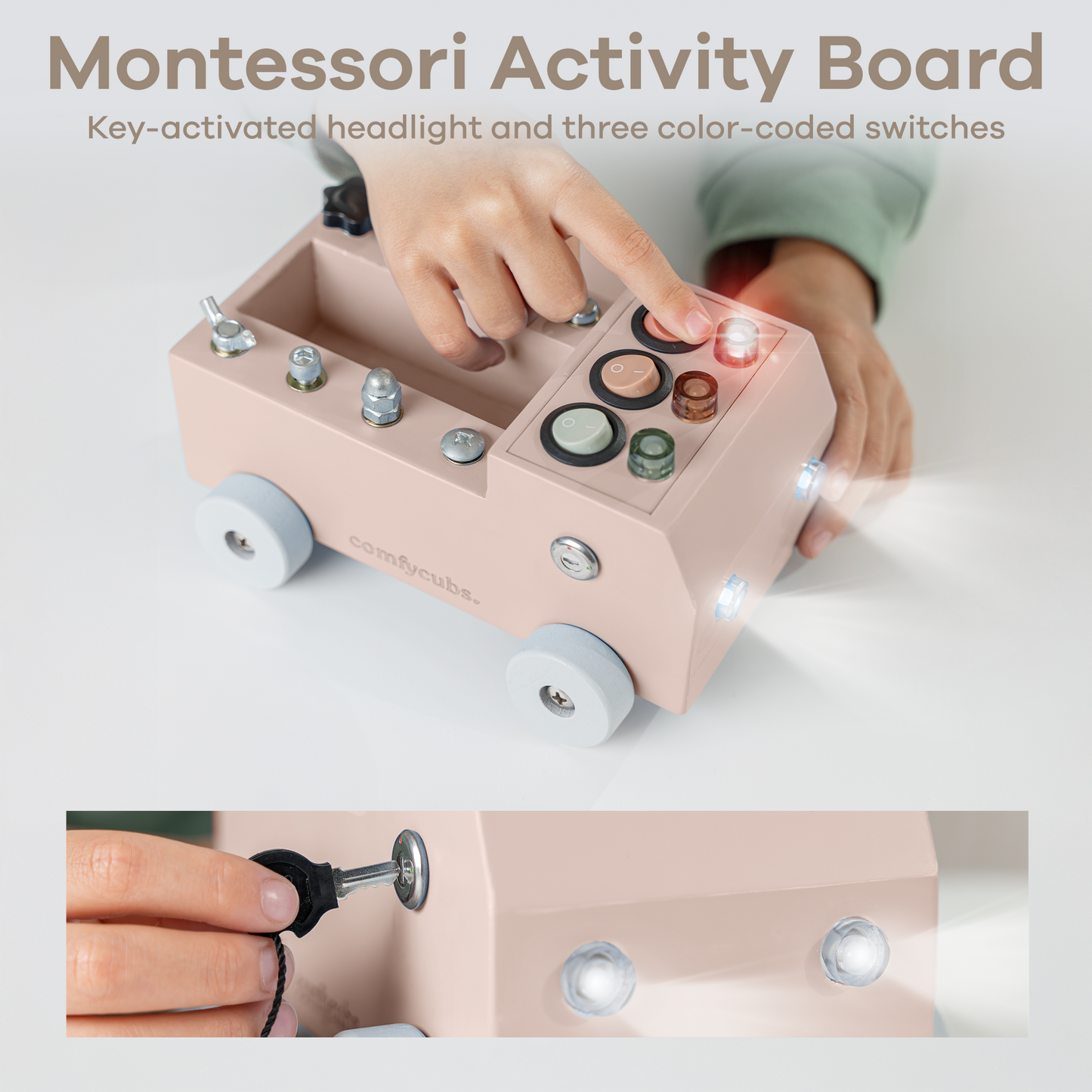 Busy Board Toy Truck Set for 3+ in Blush