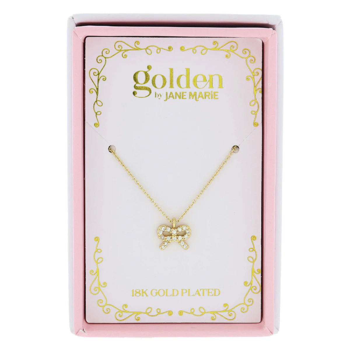 Kids 14" 18K Yellow Gold Plated Mini Bow Necklace, 3" Ext