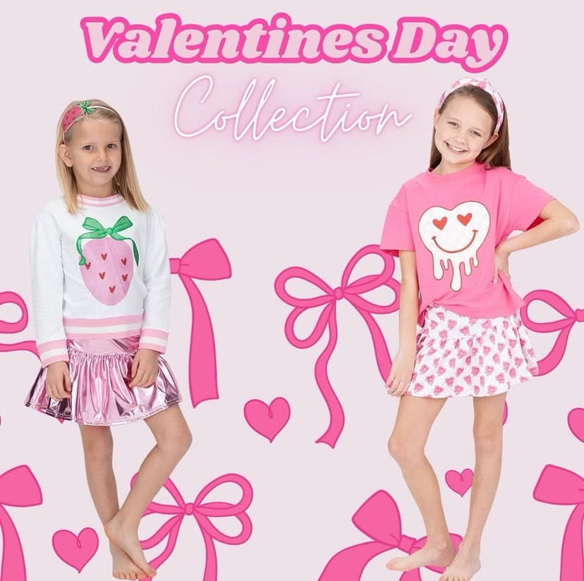 Gathered Skort in Strawberry Hearts