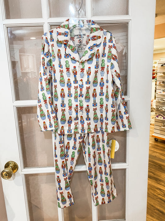 Nutcracker & Topiary Satin Loungewear Set – Two-Piece Holiday Pajamas