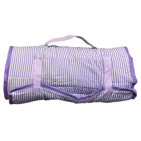 Jane Marie Purple Seersucker Kids Roll-Up Nap Mat with Blanket & Pillow | Toddler Daycare & Preschool Sleeping Mat | Kindergarten Nap Mat | Bossier City, LA