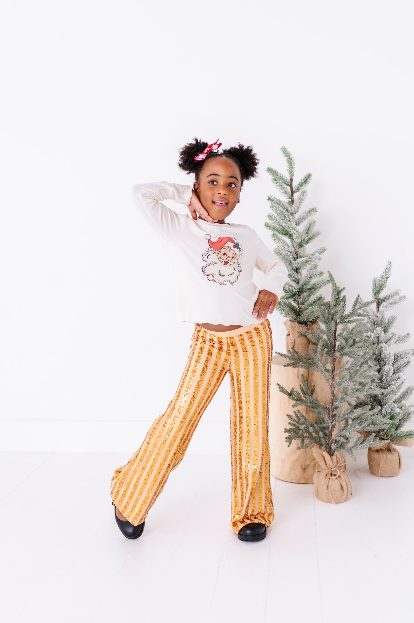 Gold Sequin Stripe | Wide-Leg Pants