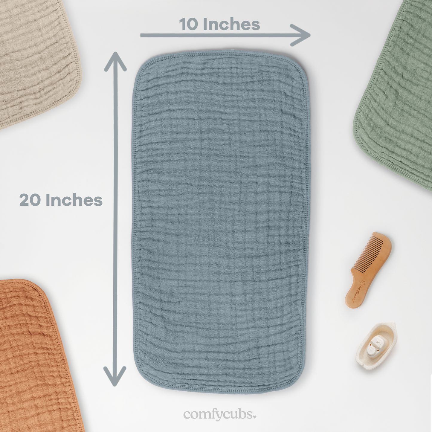 Muslin Burp Cloths in Pacific Blue