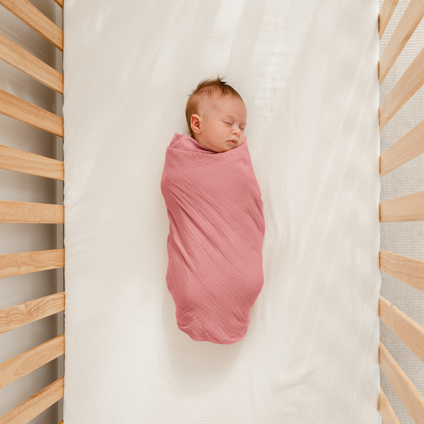 Muslin Swaddle Blankets, 42” x 42” in Blush, Bold Blush, Dusty Rose, Pack of 3