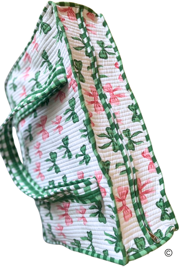 SC - Southern Belle Pink and Green Bow Tote bag