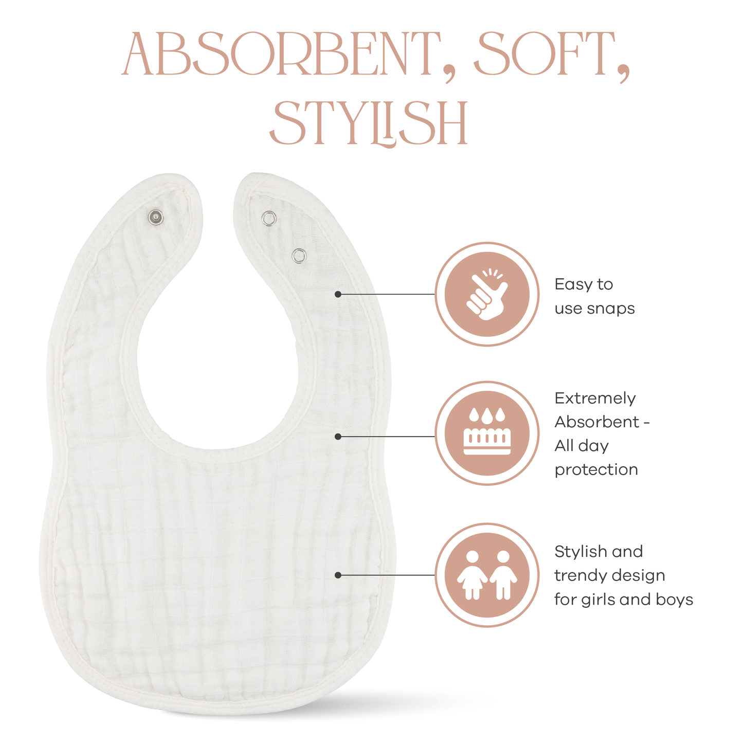 Muslin Bibs in White